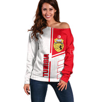 Tunisia Football Off Shoulder Sweater Go Eagles of Carthage - Wonder Print Shop