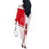 Tunisia Football Off The Shoulder Long Sleeve Dress Go Eagles of Carthage - Wonder Print Shop