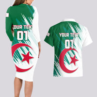 Algeria Football Couples Matching Long Sleeve Bodycon Dress and Hawaiian Shirt Go Les Fennecs - Wonder Print Shop