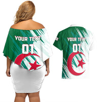 Algeria Football Couples Matching Off Shoulder Short Dress and Hawaiian Shirt Go Les Fennecs - Wonder Print Shop
