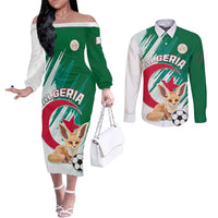 Algeria Football Couples Matching Off The Shoulder Long Sleeve Dress and Long Sleeve Button Shirt Go Les Fennecs