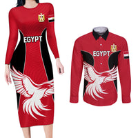 Egypt Football Couples Matching Long Sleeve Bodycon Dress and Long Sleeve Button Shirt Go The Pharaohs - Wonder Print Shop