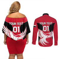 Egypt Football Couples Matching Off Shoulder Short Dress and Long Sleeve Button Shirt Go The Pharaohs - Wonder Print Shop