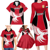 Egypt Football Family Matching Long Sleeve Bodycon Dress and Hawaiian Shirt Go The Pharaohs - Wonder Print Shop
