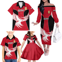 Egypt Football Family Matching Off Shoulder Long Sleeve Dress and Hawaiian Shirt Go The Pharaohs - Wonder Print Shop