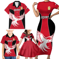 Egypt Football Family Matching Short Sleeve Bodycon Dress and Hawaiian Shirt Go The Pharaohs - Wonder Print Shop