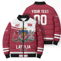 Custom Hockey 2026 Latvia Bomber Puffer Jacket Latvians Go Champions