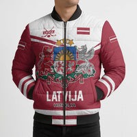 Custom Hockey 2026 Latvia Bomber Puffer Jacket Latvians Go Champions
