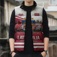 Custom Hockey 2026 Latvia Sleeveless Puffer Jacket Latvians Go Champions