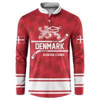 Custom Hockey 2026 Denmark Button Sweatshirt Danish Lions Go Champions