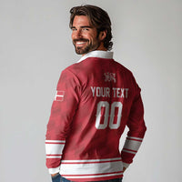 Custom Hockey 2026 Denmark Long Sleeve Polo Shirt Danish Lions Go Champions