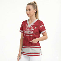 Custom Hockey 2026 Denmark Scrub Top Danish Lions Go Champions
