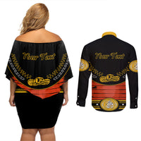 Cinco de Mayo 2024 Couples Matching Off Shoulder Short Dress and Long Sleeve Button Shirt Traje de Charro Style - Wonder Print Shop