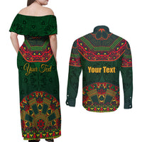 Cinco de Mayo 2024 Couples Matching Off Shoulder Maxi Dress and Long Sleeve Button Shirt Mexican Folk Pattern - Wonder Print Shop