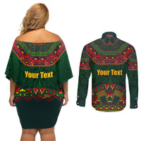 Cinco de Mayo 2024 Couples Matching Off Shoulder Short Dress and Long Sleeve Button Shirt Mexican Folk Pattern - Wonder Print Shop