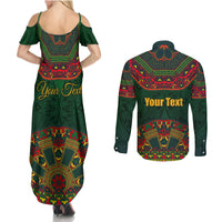 Cinco de Mayo 2024 Couples Matching Summer Maxi Dress and Long Sleeve Button Shirt Mexican Folk Pattern - Wonder Print Shop