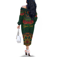 Cinco de Mayo 2024 Family Matching Off The Shoulder Long Sleeve Dress and Hawaiian Shirt Mexican Folk Pattern - Wonder Print Shop