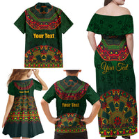 Cinco de Mayo 2024 Family Matching Off Shoulder Maxi Dress and Hawaiian Shirt Mexican Folk Pattern - Wonder Print Shop