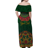 Cinco de Mayo 2024 Family Matching Off Shoulder Maxi Dress and Hawaiian Shirt Mexican Folk Pattern - Wonder Print Shop