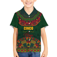 Cinco de Mayo 2024 Family Matching Off Shoulder Maxi Dress and Hawaiian Shirt Mexican Folk Pattern - Wonder Print Shop