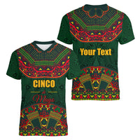 Cinco de Mayo 2024 Women V Neck T Shirt Mexican Folk Pattern - Wonder Print Shop