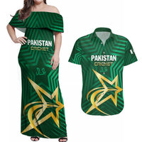 Custom Pakistan Cricket Couples Matching Off Shoulder Maxi Dress and Hawaiian Shirt The Boys In Green