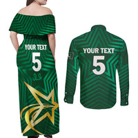 Custom Pakistan Cricket Couples Matching Off Shoulder Maxi Dress and Long Sleeve Button Shirt The Boys In Green