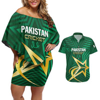 Custom Pakistan Cricket Couples Matching Off Shoulder Short Dress and Hawaiian Shirt The Boys In Green