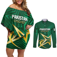 Custom Pakistan Cricket Couples Matching Off Shoulder Short Dress and Long Sleeve Button Shirt The Boys In Green