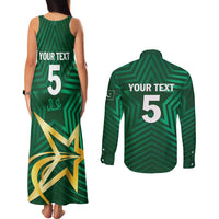 Custom Pakistan Cricket Couples Matching Tank Maxi Dress and Long Sleeve Button Shirt The Boys In Green