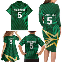 Custom Pakistan Cricket Family Matching Long Sleeve Bodycon Dress and Hawaiian Shirt The Boys In Green