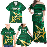 Custom Pakistan Cricket Family Matching Off Shoulder Maxi Dress and Hawaiian Shirt The Boys In Green