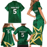 Custom Pakistan Cricket Family Matching Short Sleeve Bodycon Dress and Hawaiian Shirt The Boys In Green