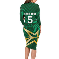 Custom Pakistan Cricket Long Sleeve Bodycon Dress The Boys In Green