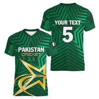 Custom Pakistan Cricket Women V-Neck T-Shirt The Boys In Green