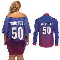 Custom Afghanistan Cricket Afghan Atalan Couples Matching Off Shoulder Short Dress and Long Sleeve Button Shirt Glorious Nation Victorious Team