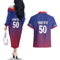 Custom Afghanistan Cricket Afghan Atalan Couples Matching Off The Shoulder Long Sleeve Dress and Hawaiian Shirt Glorious Nation Victorious Team