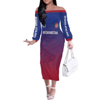 Custom Afghanistan Cricket Afghan Atalan Family Matching Off The Shoulder Long Sleeve Dress and Hawaiian Shirt Glorious Nation Victorious Team