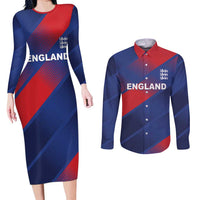Custom England Cricket Couples Matching Long Sleeve Bodycon Dress and Long Sleeve Button Shirt Come On Three Lions