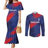 Custom England Cricket Couples Matching Mermaid Dress and Long Sleeve Button Shirt Come On Three Lions