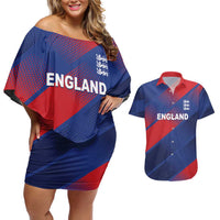 Custom England Cricket Couples Matching Off Shoulder Short Dress and Hawaiian Shirt Come On Three Lions