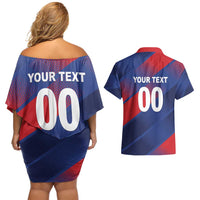 Custom England Cricket Couples Matching Off Shoulder Short Dress and Hawaiian Shirt Come On Three Lions
