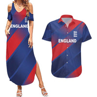 Custom England Cricket Couples Matching Summer Maxi Dress and Hawaiian Shirt Come On Three Lions