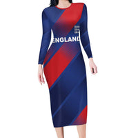 Custom England Cricket Family Matching Long Sleeve Bodycon Dress and Hawaiian Shirt Come On Three Lions