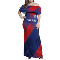 Custom England Cricket Family Matching Off Shoulder Maxi Dress and Hawaiian Shirt Come On Three Lions