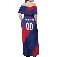 Custom England Cricket Family Matching Off Shoulder Maxi Dress and Hawaiian Shirt Come On Three Lions