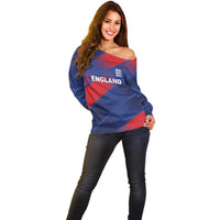 Custom England Cricket Off Shoulder Sweater Come On Three Lions