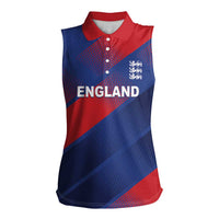 Custom England Cricket Women Sleeveless Polo Shirt Come On Three Lions