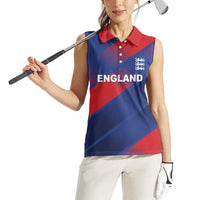 Custom England Cricket Women Sleeveless Polo Shirt Come On Three Lions