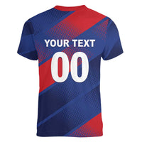 Custom England Cricket Women V-Neck T-Shirt Come On Three Lions